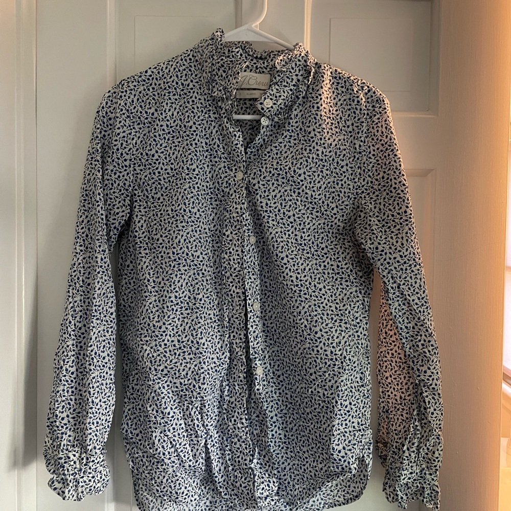 Bold blue Liberty fabric button down
